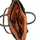 Women's Brown Leather Utility Tote Bag Purse With Laptop and Multiple pockets. Handcrafted. Quiet Luxury.