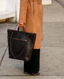 Women's Brown Leather Utility Tote Bag Purse With Laptop and Multiple pockets. Handcrafted. Quiet Luxury