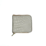 Everyday croco zip leather wallet for women in cream color. Stylish and durable