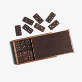 Handcrafted Leather Domino Set Dark Brown