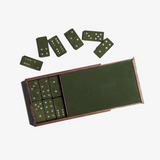 Handcrafted Leather Domino Set Dark Forest Green